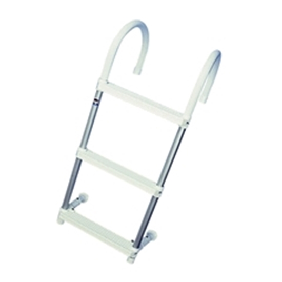 Picture of Hook-On White Plastic/Aluminium Ladder 4 Step with Top Bend (S0125004) Each