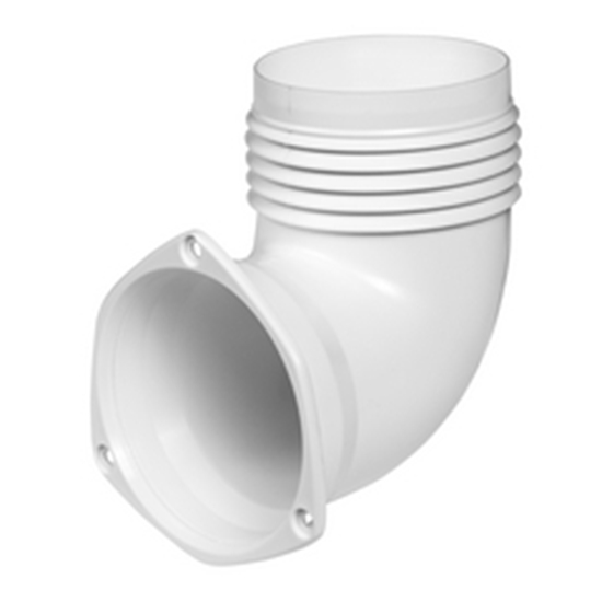 Picture of 90deg Elbow Hose Adapter For Vents AQM90500/1/2 White, HDPE, OD 91mm Cut Dia 76mm (90602) Each